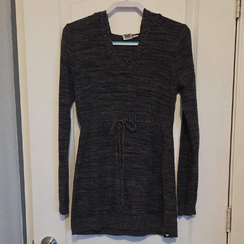 Roxy Hooded Charcoal Marl Long Sleeve Tunic/Dress. Size L